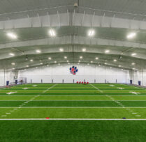 Wide angle of indoor turf field