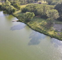 Aerial of campgrounds and river