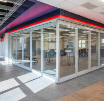 Classroom with large glass walls