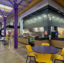 Bistro area ordering counter and tables and chairs