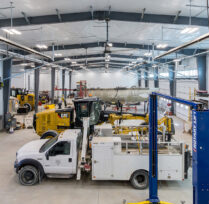 Large maintenance area where trucks are serviced