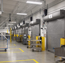 Interior of dock area with many bays