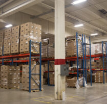 Freezer storage area with high shelving