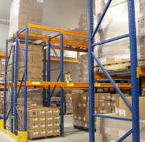 Storage area with high shelves