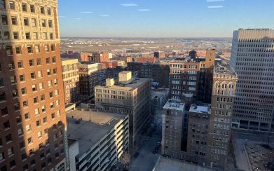 Aerial view of PEC Kansas City building