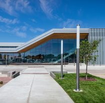 Long exterior view of Garden City airport building