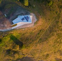Aerial view showing top of building