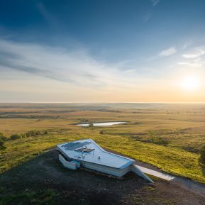 Aerial view showing top of building