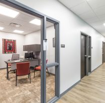 Interior showing offices and hallway
