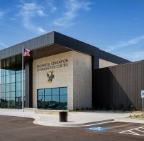 Exterior view of building with Cloud County Community College sign