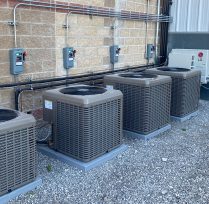 Four rooftop HVAC units