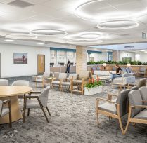 Waiting room of OCR clinic with chairs and table