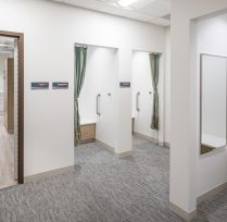 Hallway with multiple exam rooms