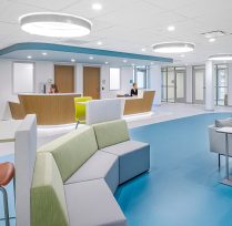 Waiting room area with couches and chairs