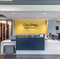 Front entrance desk showing OneStop sign