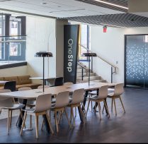 Large meeting table with chairs