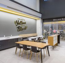 Study area with tables and chairs