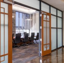 Outside of conference room with decorative doors