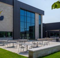 Exterior area with tables and chairs