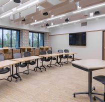 Classroom with individual tables and chairs