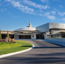 Exterior of building with long driveway