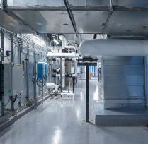 Maintenance and boiler room with pipes