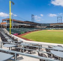 Stadium chairs with small table