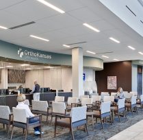 Waiting area with reception desk