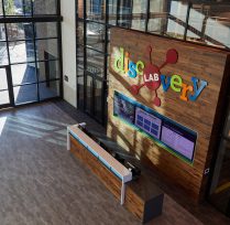Front desk table and tv screens
