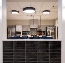 Bar top area with black tiles