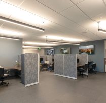 Office area with cubicles
