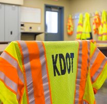 Close up of KDOT vest in breakroom
