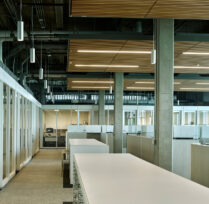 Main hallway and open area with long tables