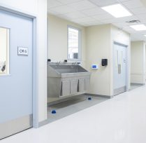 Entrance of operating room with sink area