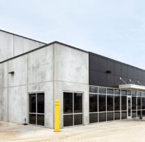 Front of building with glass windows