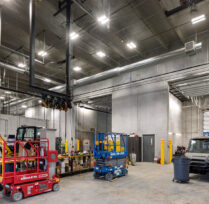 Work area and cranes