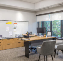 Office desk chairs and bookcase
