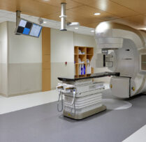 Treatment room with large radiation treatment machine