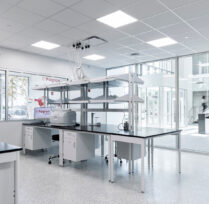 Clean sterile laboratory with large window walls