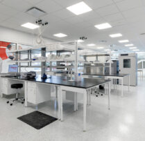 Testing table with in white laboratory